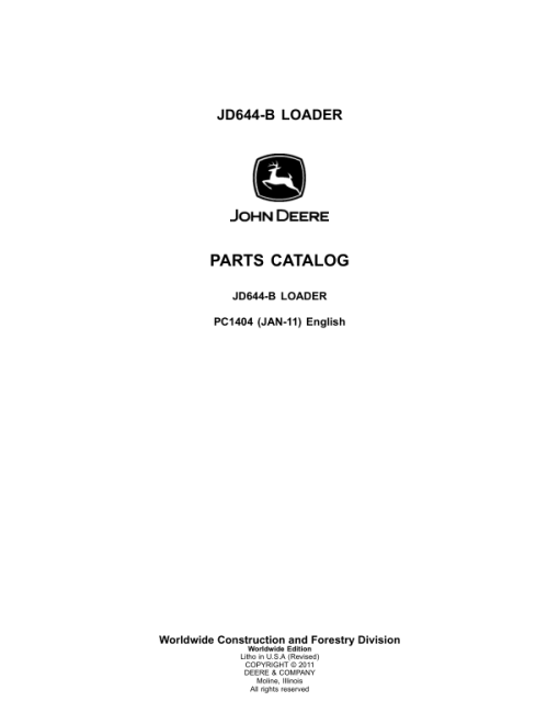 John Deere 644B Loaders Parts Catalog Manual - PC1404