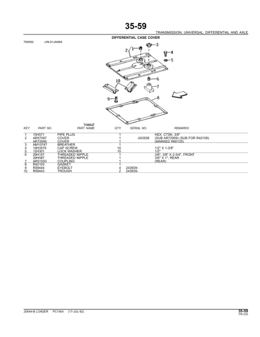 John Deere 644B Loaders Parts Catalog Manual - PC1404 - Image 4