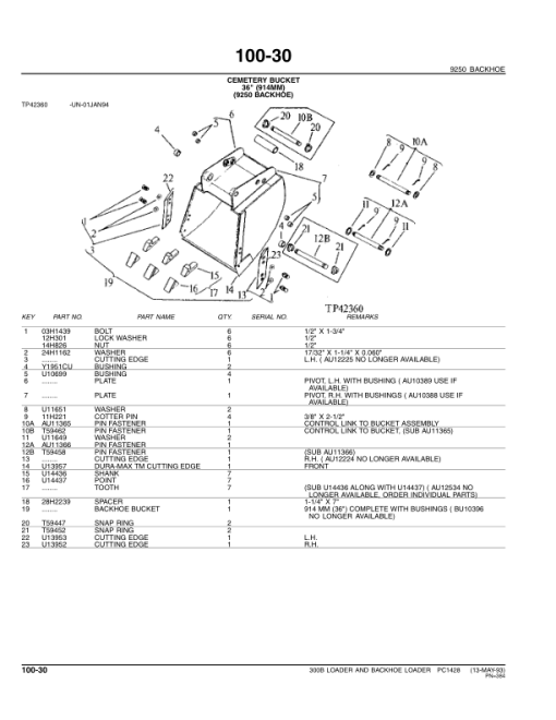 John Deere 300B Backhoes Parts Catalog Manual - PC1428 - Image 3