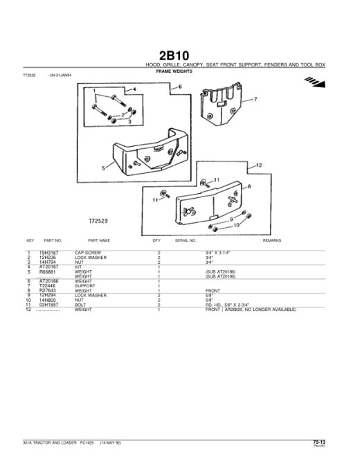 John Deere 301A Tractors Parts Catalog Manual - PC1429 - Image 3