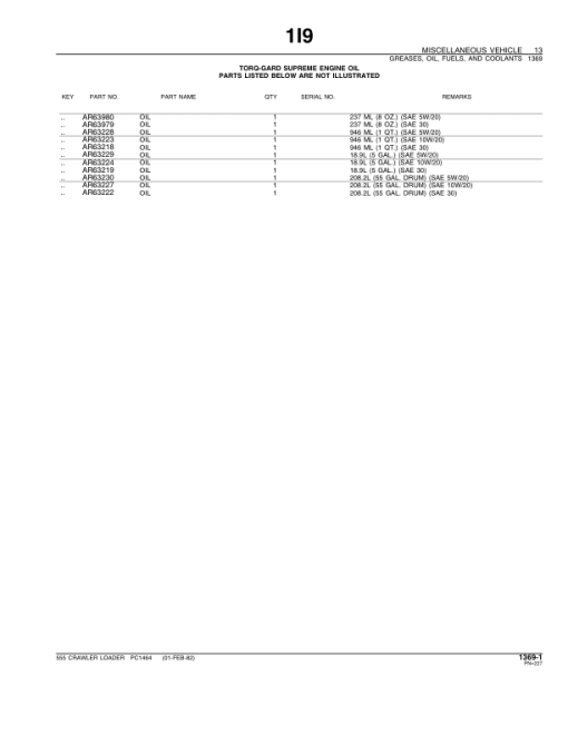 John Deere 555 Crawlers Parts Catalog Manual - PC1464 - Image 2