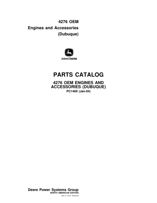 John Deere 4276 OEM Engines and Accessories Engines Parts Catalog Manual - PC1469