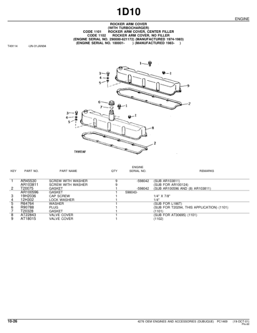 John Deere 4276 OEM Engines and Accessories Engines Parts Catalog Manual - PC1469 - Image 2