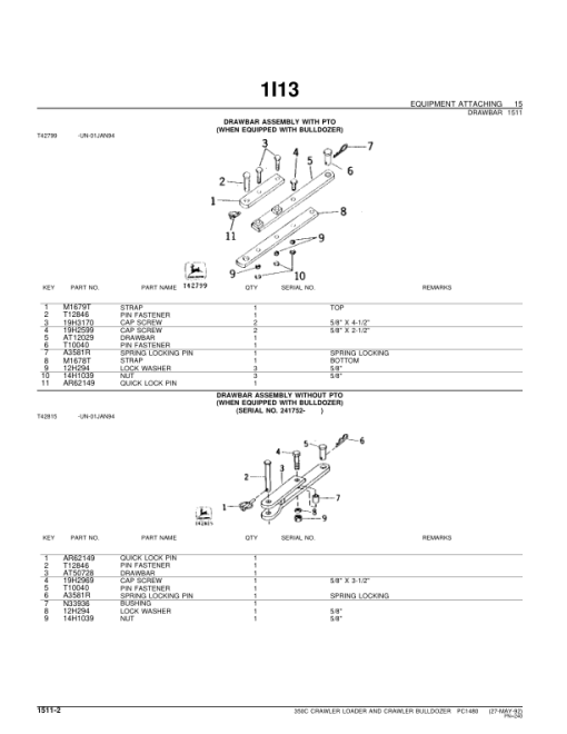 John Deere 350C Crawlers Parts Catalog Manual - PC1480 - Image 3