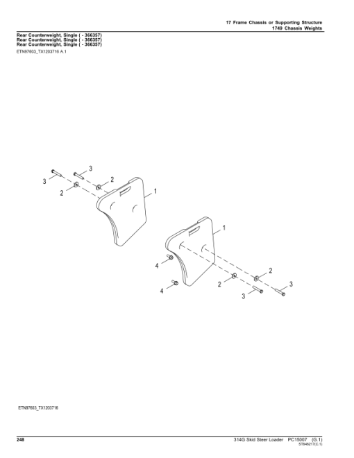 John Deere 314G Skid Steers (SN 1T0314G _  J288093-) Parts Catalog Manual - PC15007 - Image 3