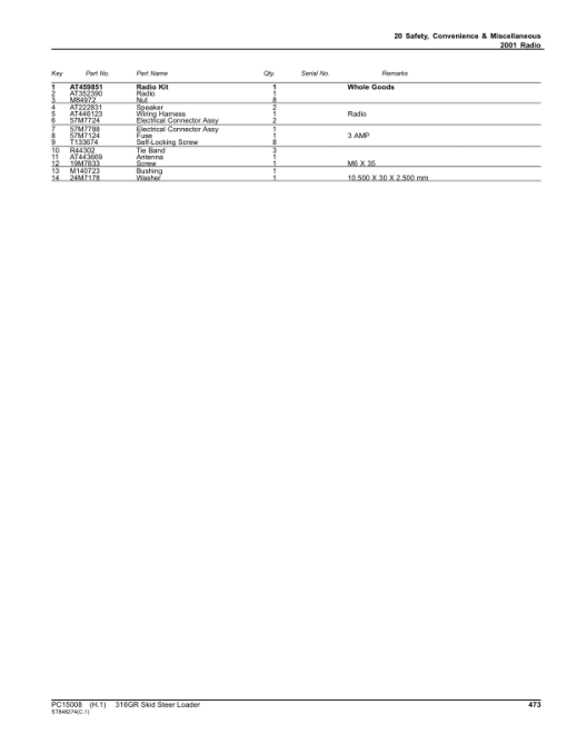 John Deere 316GR Skid Steers (SN 1T0316G _  J288093-) Parts Catalog Manual - PC15008 - Image 3