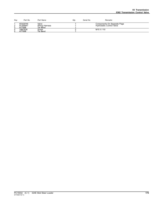 John Deere 324E Skid Steers (SN 1T0324E_J297099-) Parts Catalog Manual - PC15032 - Image 2