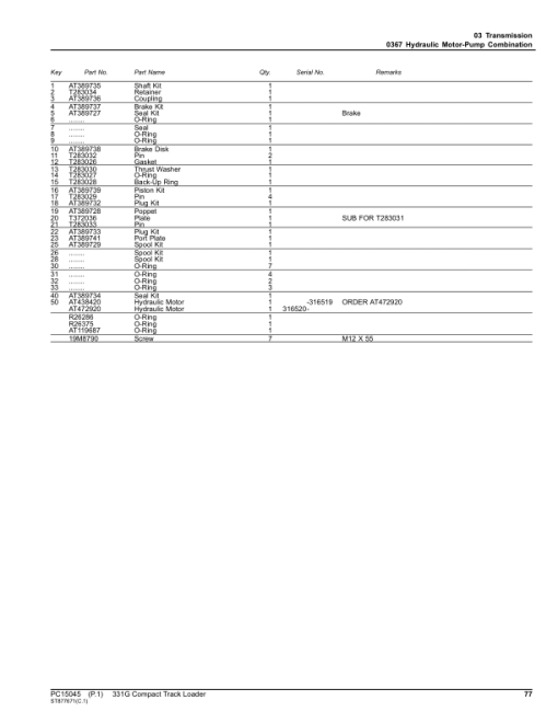 John Deere 331G Skid Steers (SN 1T0331G_ F300253-387880) Parts Catalog Manual - PC15045 - Image 4