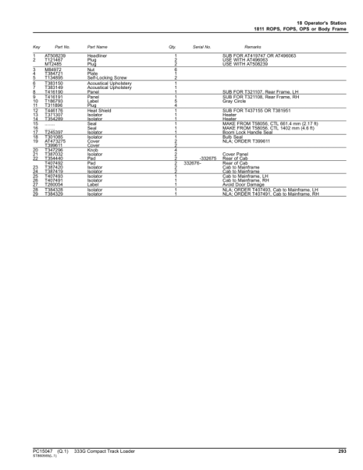 John Deere 333G Skid Steers (SN 1T0333G_F300253-) Parts Catalog Manual - PC15047 - Image 4