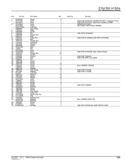 John Deere 853MH Tracked Harvesters (SN F293764 - & L343926-) Parts Catalog Manual - PC15077 - Image 3