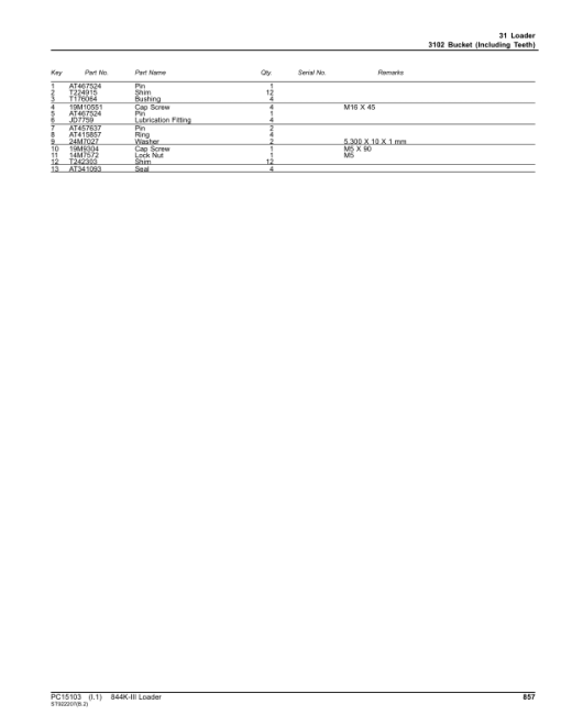 John Deere 844K Series III Loaders (SN 1DW844KC_ _D677782-) Parts Catalog Manual - PC15103 - Image 3