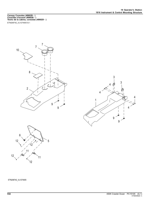 John Deere 450K Crawler Dozers (SN 1T0450KX_ _F304771-) Parts Catalog Manual - PC15105 - Image 4