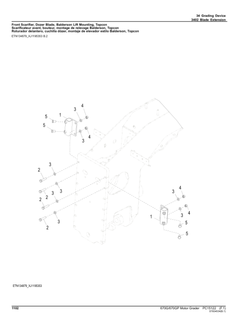 John Deere 670G, 670GP Motor Graders (SN 1DW670GX_ _F678818-) Parts Catalog Manual - PC15122 - Image 2