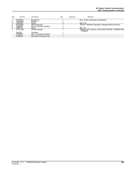 John Deere 670G, 670GP Motor Graders (SN 1DW670GX_ _F678818-) Parts Catalog Manual - PC15122 - Image 4