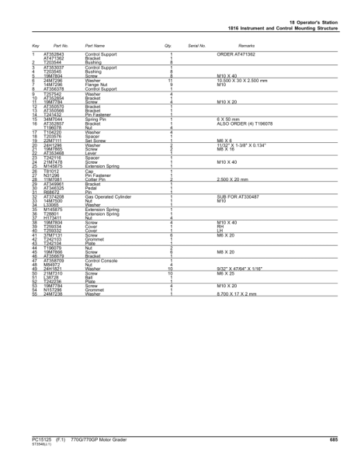 John Deere 770G, 770GP Motor Graders (SN 1DW770GX_ _F678818-) Parts Catalog Manual - PC15125 - Image 2