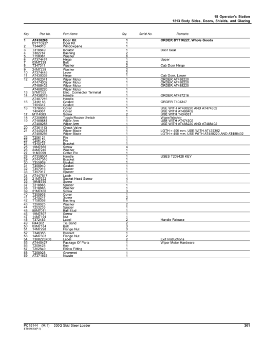 John Deere 330G Skid Steers (SN 1T0330G_E314413-387237) Parts Catalog Manual - PC15144 - Image 3