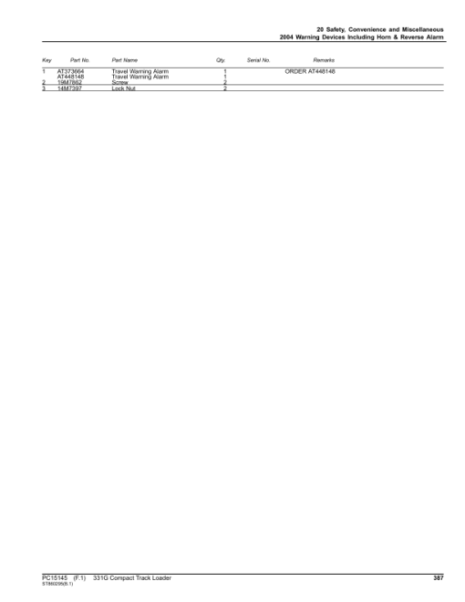 John Deere 331G Compact Track Loaders (SN 1T0331G_ E314413-387237) Parts Catalog Manual - PC15145 - Image 4