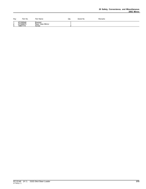 John Deere 332G Skid Steers (SN 1T0332G_ E314413-387237) Parts Catalog Manual - PC15146 - Image 3