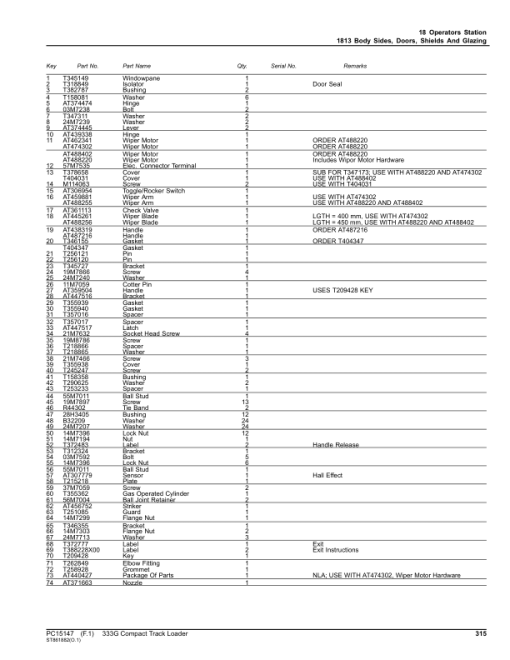 John Deere 333G Compact Track Loaders (SN 1T0333G_ E314413-387237) Parts Catalog Manual - PC15147 - Image 4