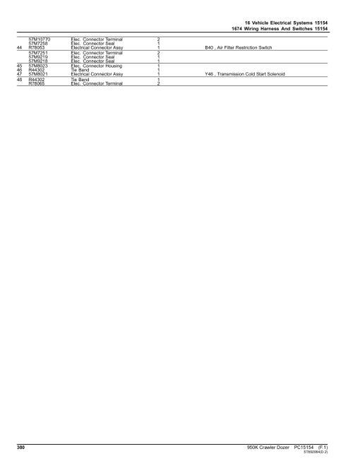 John Deere 950K Crawler Dozers (SN 1T0950K_ C310401-) Parts Catalog Manual - PC15154 - Image 2