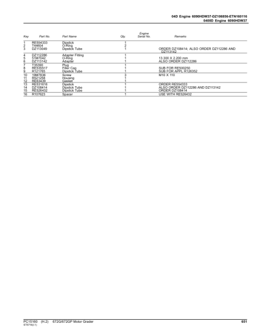 John Deere 672G, 672GP Motor Graders (SN C680878 -& D680878-) Parts Catalog Manual - PC15160 - Image 2