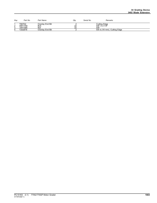 John Deere 770G, 770GP Motor Graders (SN F680878 - & L700954 -) Parts Catalog Manual - PC15163 - Image 3