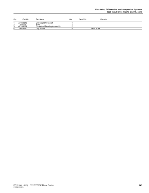 John Deere 772G, 772GP Motor Graders (SN C680878 - & D680878 -) Parts Catalog Manual - PC15164 - Image 2