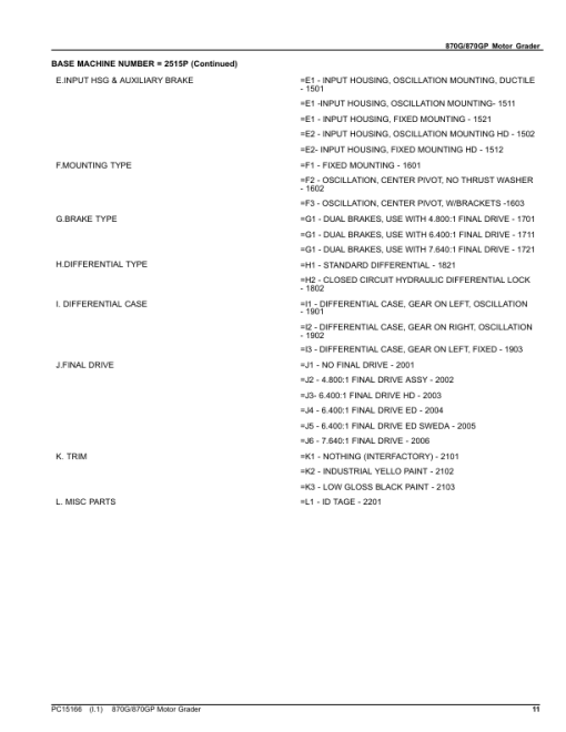 John Deere 870G, 870GP Motor Graders (SN C680878 - & D680878 -) Parts Catalog Manual - PC15166 - Image 4