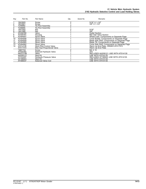 John Deere 870G, 870GP Motor Graders (SN F680878 - & L700954 -) Parts Catalog Manual - PC15167 - Image 3