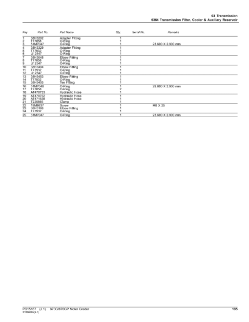 John Deere 870G, 870GP Motor Graders (SN F680878 - & L700954 -) Parts Catalog Manual - PC15167 - Image 2