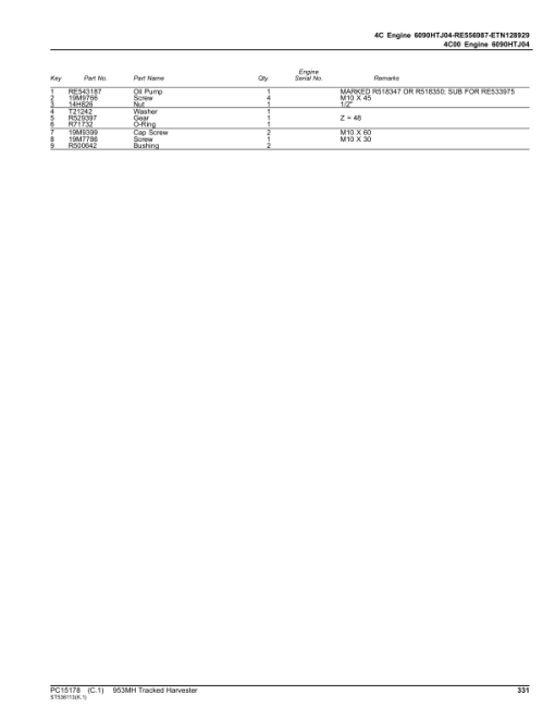 John Deere 953MH Tracked Harvesters (SN C317982 -  & D317982- ) Parts Catalog Manual - PC15178 - Image 2