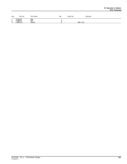 John Deere 672G Motor Graders (SN 1JZ672G_ C003007-) Parts Catalog Manual - PC15184 - Image 3