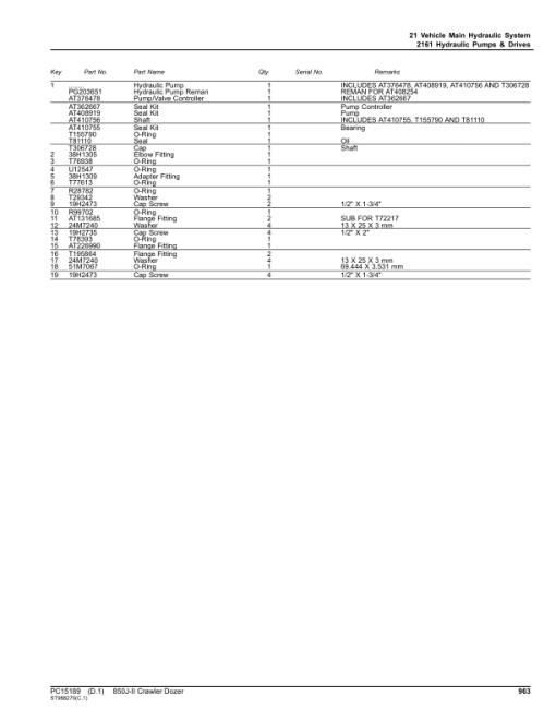 John Deere 850J-II Crawler Dozers (SN CXXXXXX- & DXXXXXX- ) Parts Catalog Manual - PC15189 - Image 4