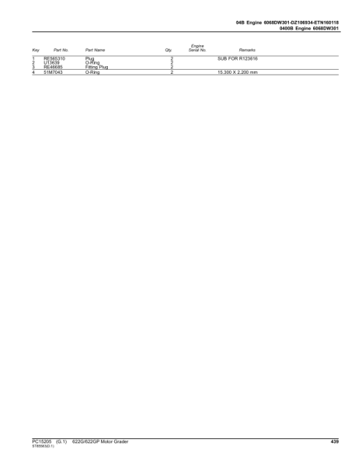 John Deere 622G Motor Graders (SN C685731- & D685731-) Parts Catalog Manual - PC15205 - Image 3