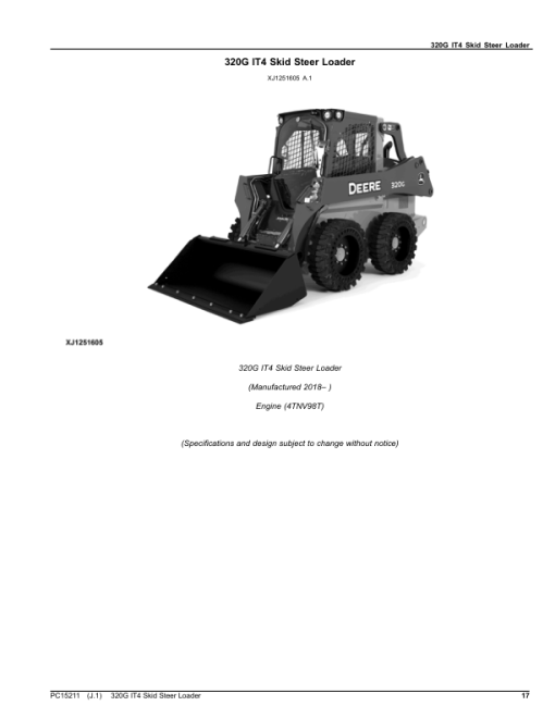 John Deere 320G Skid Steers (SN 1T0320G_ G328658-) Parts Catalog Manual - PC15211 - Image 3