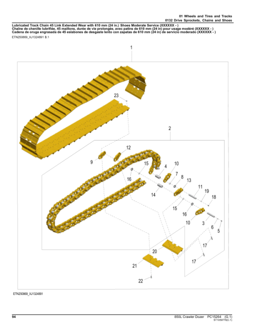 John Deere 850L Crawler Dozers (SN 1T0850LX_ _F352989-) Parts Catalog Manual - PC15264 - Image 2