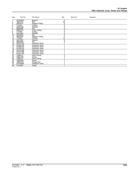 John Deere 959ML Tracked Feller Bunchers (SN F343824- & L343824-) Parts Catalog Manual - PC15281 - Image 3