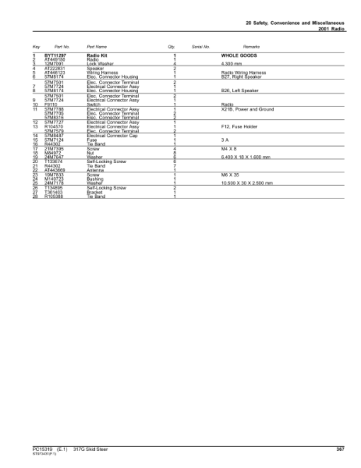 John Deere 317G Skid Steers (SN 1T0317G_ J366358) Parts Catalog Manual - PC15319 - Image 2