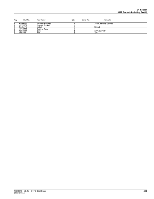 John Deere 317G Skid Steers (SN 1T0317G_ J366358) Parts Catalog Manual - PC15319 - Image 3