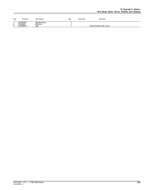 John Deere 318G Skid Steers (SN 1T0318G_ J366358) Parts Catalog Manual - PC15320 - Image 2