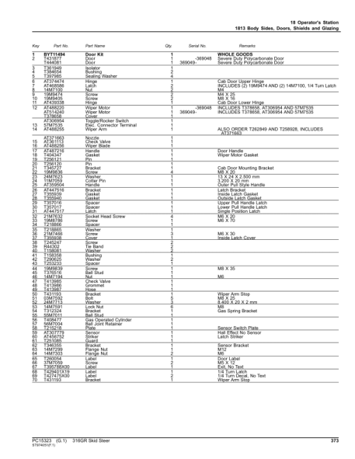 John Deere 316GR Skid Steers (G366358-) Parts Catalog Manual - PC15323 - Image 2