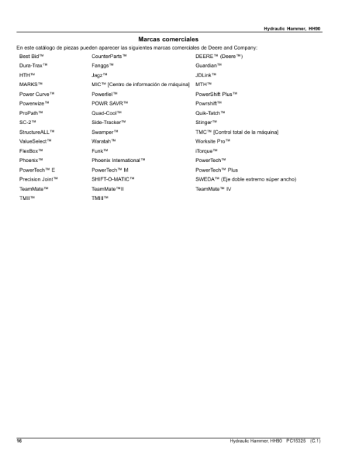 John Deere HH90 Hydraulic Hammers (SN 1T0HH90X__0000001-) Parts Catalog Manual - PC15325 - Image 3