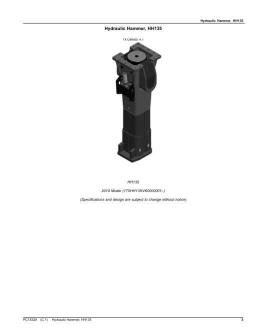 John Deere HH135 Hydraulic Hammer (SN 1T0HH13X__0000001-) Parts Catalog Manual - PC15328 - Image 4