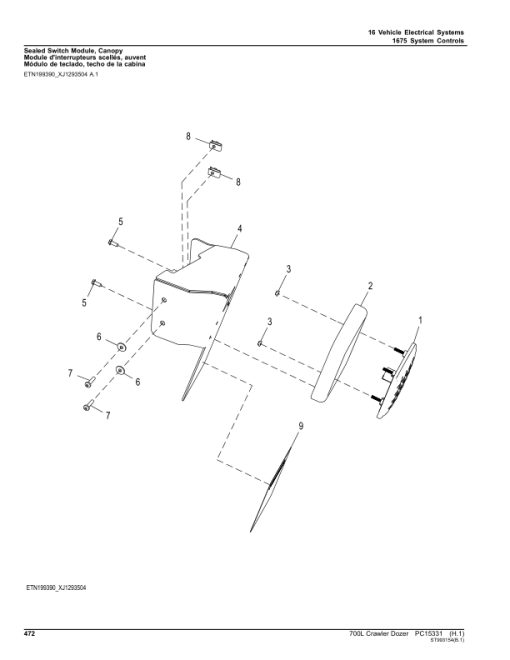 John Deere 700L Crawler Dozers (SN 1T0700LX_ _F383562-) Parts Catalog Manual - PC15331 - Image 2