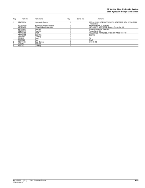 John Deere 750L Crawler Dozers (SN 1T0750LX_ _F383562-) Parts Catalog Manual - PC15332 - Image 4