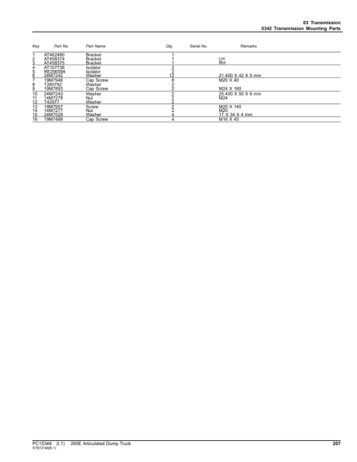 John Deere 260E Articulated Dump Trucks (SN 1DW260E_ _F708125-) Parts Catalog Manual - PC15346 - Image 3