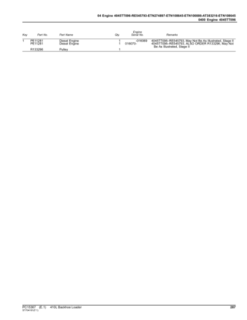 John Deere 410L Backhoe Loaders (SN 1T0410LX_ _C390996-) Parts Catalog Manual - PC15367 - Image 4