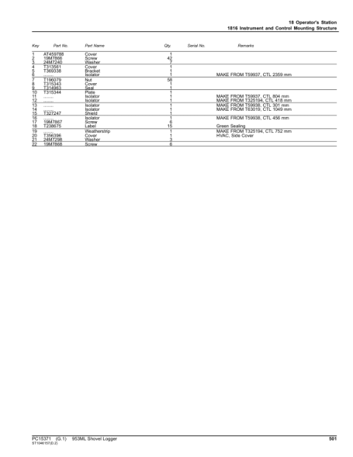 John Deere 953ML Shovel Logger (SN 1T0953ML_L343824-) Parts Catalog Manual - PC15371 - Image 2