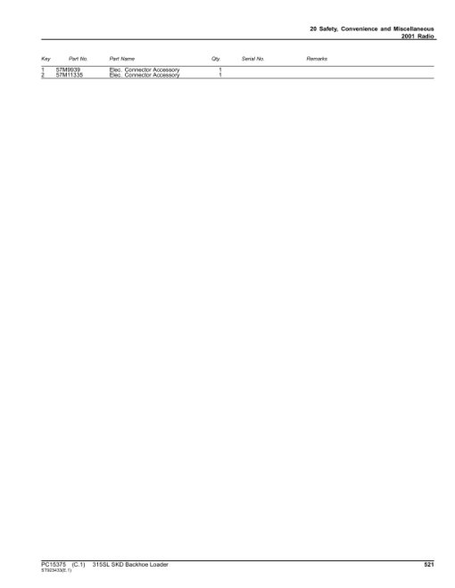 John Deere 315SL Backhoe Loaders (SN 1JZ315SL_ _C005108-) Parts Catalog Manual - PC15375 - Image 4