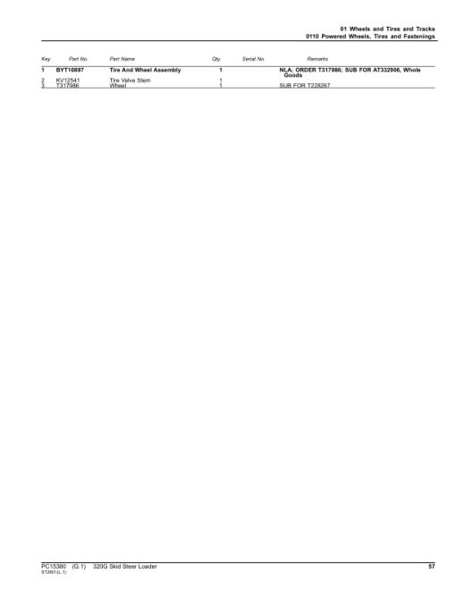 John Deere 320G Skid Steers (SN 1T0320G_ J387407-) Parts Catalog Manual - PC15380 - Image 2